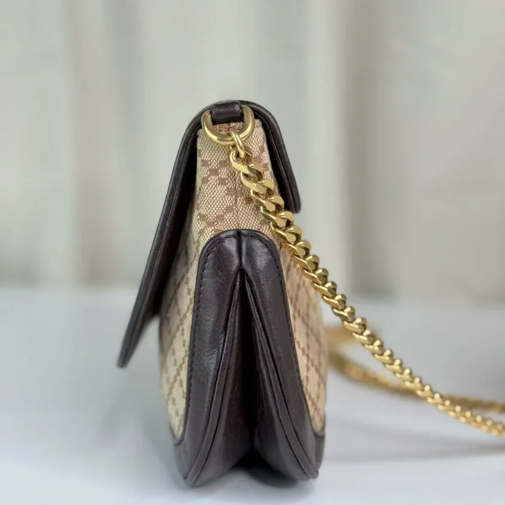 Gucci GG Logo Flap Shoulder Bag Crossbody Dark Purple Leather - Picture 4 of 9